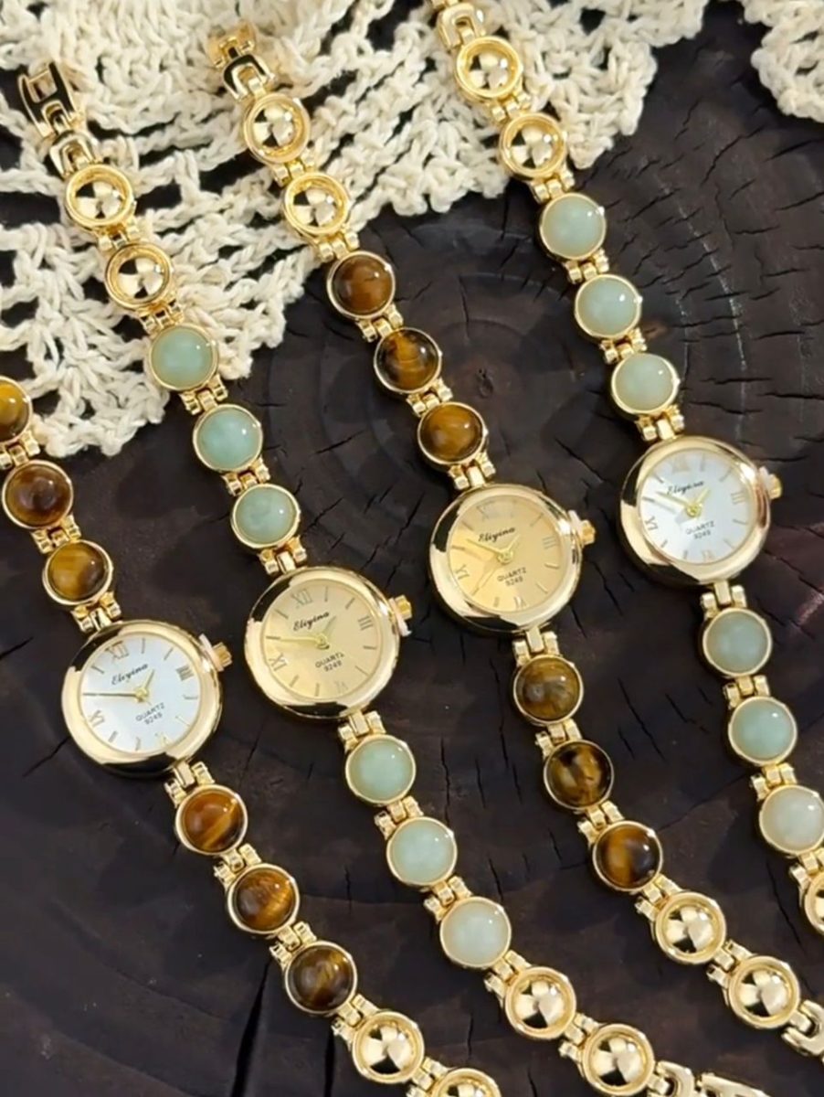 Luxury Beaded Malachite Elegant Women's Watch Turquoise Bracelet