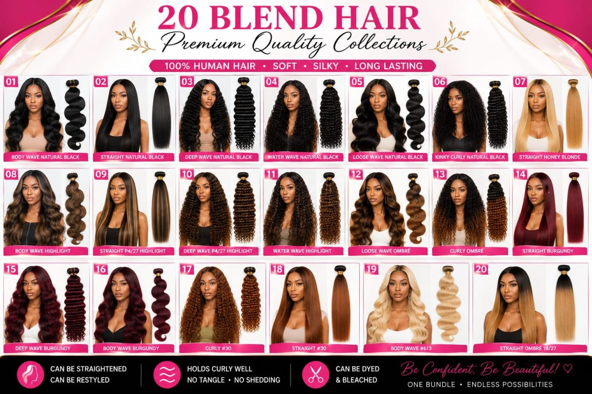 💖 QUALITY HAIR BLEND ! 💖  ✨ 100% Human Hair ✨ Soft & silky ✨ Can be straightened & curled ✨ Can be dyed & bleached ✨ Beautiful & long-lasting quality